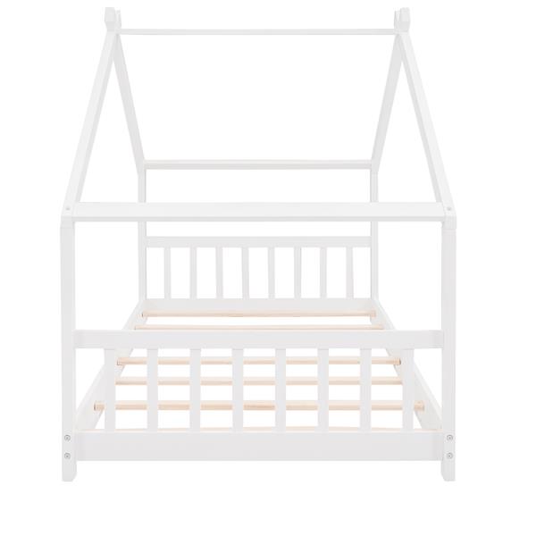 Twin Size House Bed Wood Bed, White