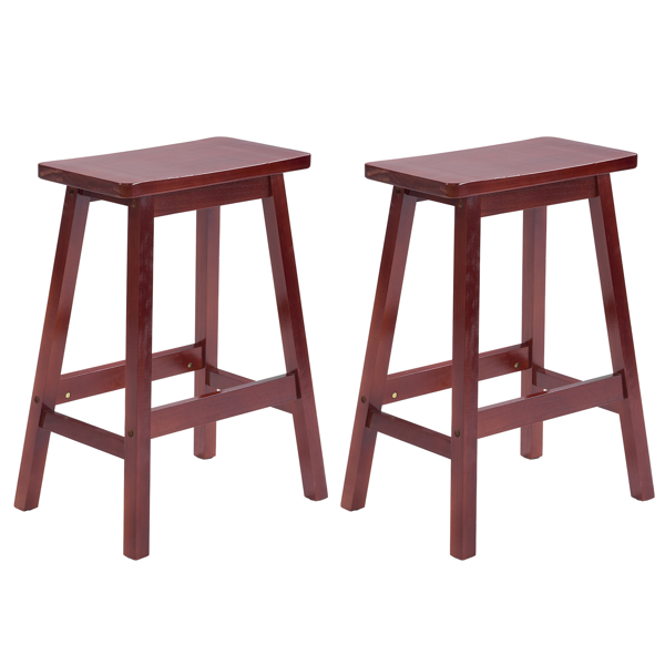 2pcs Pine Wood Saddle Seat Bar Stool Brown