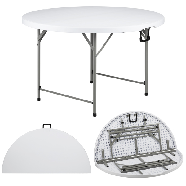 48inch Round Folding Table Outdoor Folding Utility Table White