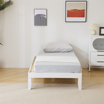 Basic bed frame washed white Twin 197.2*96.5*30.5cm wooden bed