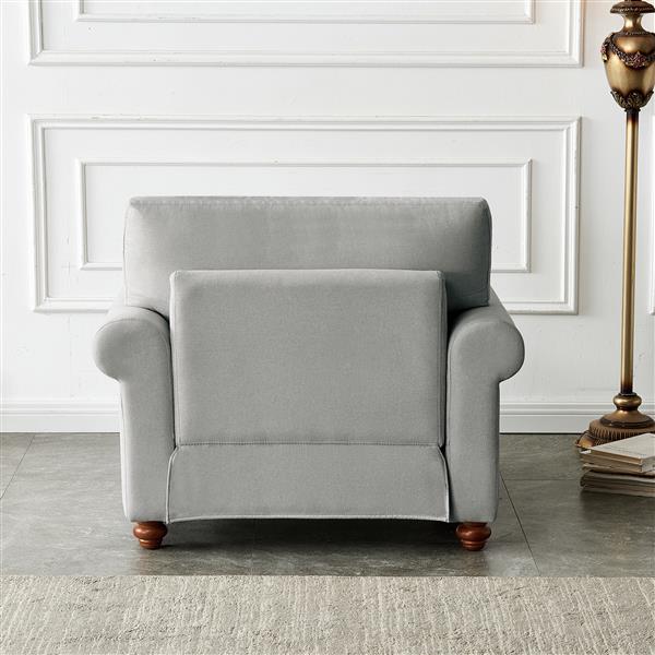 Living Room Sofa Single Seat Chair with Wood Leg Grey Fabric