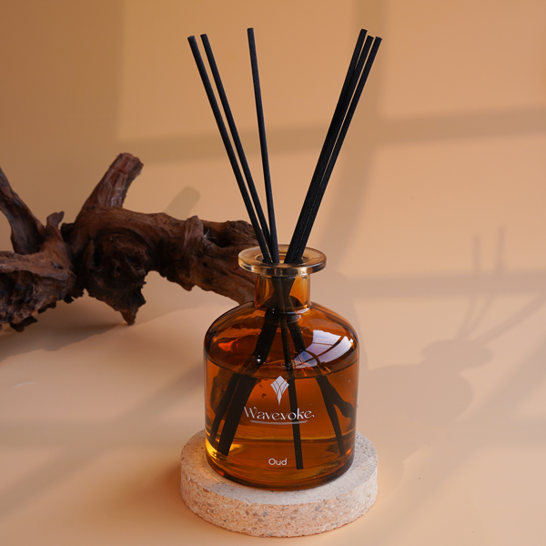 Wood Fragrance Reed Diffuser Set 6.7 oz - Oil Diffuser Sticks Ensure 90 Days of Scent for Serene Bedroom Atmosphere