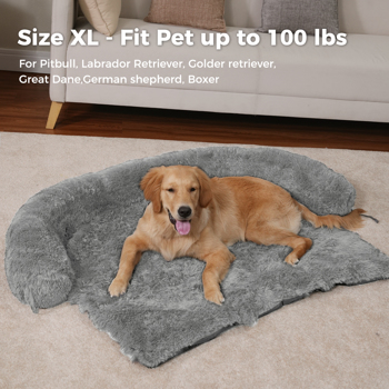 Dog Bed Large Sized Dog, Fluffy Dog Bed Couch Cover, Calming Large Dog Bed, Washable Dog Mat for Furniture Protector,Perfect for Large Dogs and Cats，Grey(Banned shein,unable to ship on weekends)