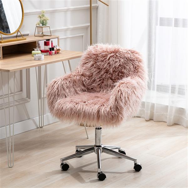 Modern Faux fur home  office chair, fluffy chair for girls, makeup vanity Chair