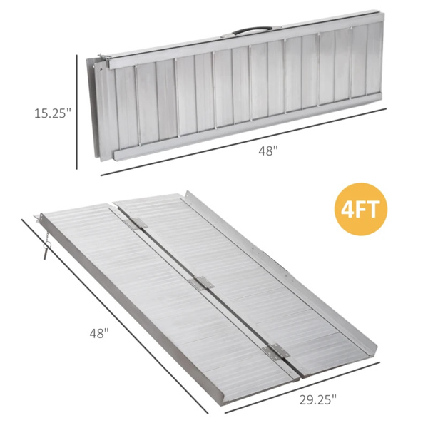 4' Steps Ramp,Portable Wheelchair Ramp,Carpeted Foldable Handicap Ramp