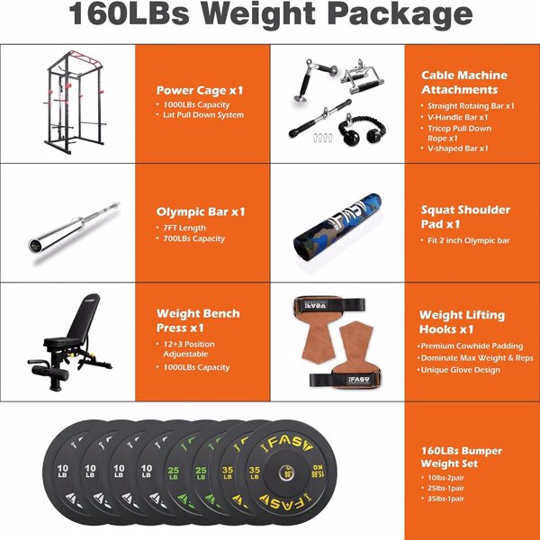 160lb Home Gym sets Multi-functional Power Cage,Home Adjustable Pullup Squat Rack 1000Lbs Capacity Comprehensive Fitness Barbell Rack