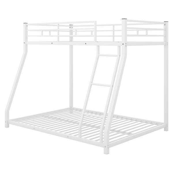 Metal Floor Bunk Bed, Twin over Full,White