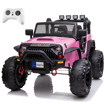 Large Wheels 2 Seater Kids Electric Car Powerful Electric Ride On Truck w/Remote Control, 2 Speeds, Music, Spring Suspension for Boys and Girls,Pink