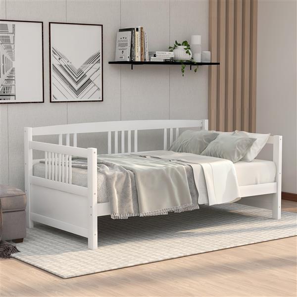 Modern Solid Wood Daybed, Multifunctional, Twin Size, White