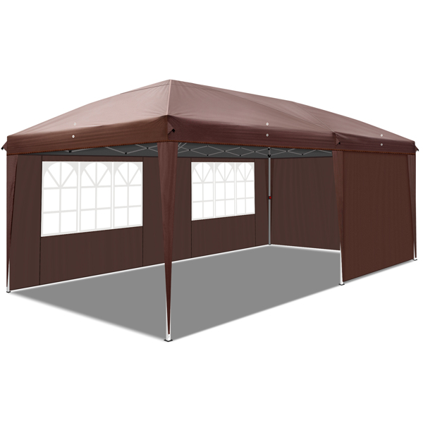 3 x 6m Two Windows Practical Waterproof Folding Tent Dark Coffee  Folding Tent