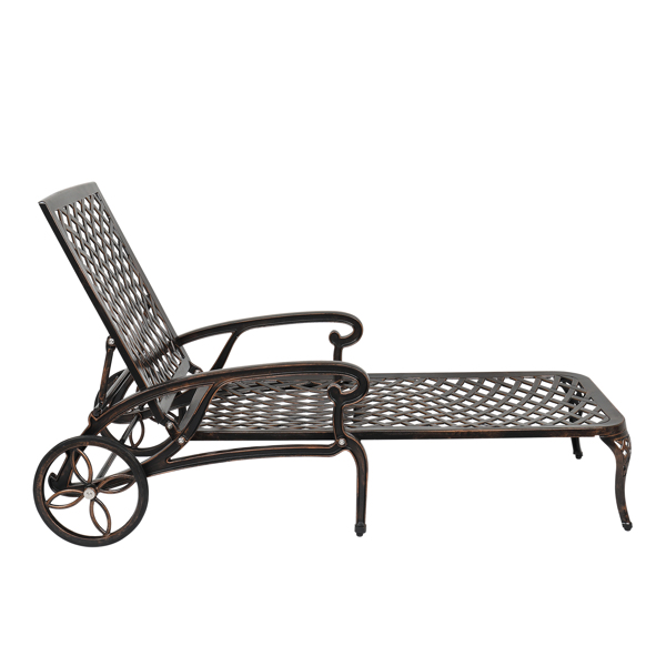 【Replace 60810204】193*64.5*93cm Backrest Adjustable Courtyard Cast Aluminum Lying Bed Bronze