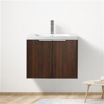 Bathroom Cabinet With Sink,Soft Close Doors,Float Mounting Design,24 Inch For Small Bathroom,24x18-00624CAW(KD-Packing)