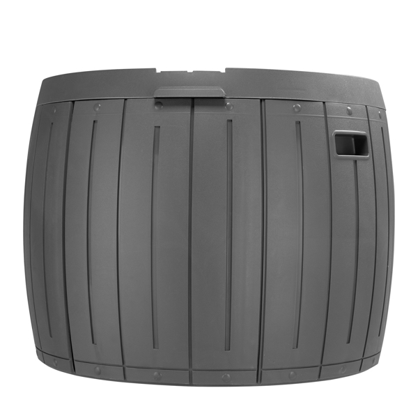 36 Gallon Round Deck Box, Thickened Outdoor Storage Box for Patio Furniture, Garden Tools, Pool Accessories, Toys, and Sports Equipment, Grey