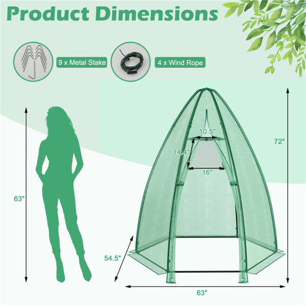 Mini Greenhouse 63" x 63" x 72"