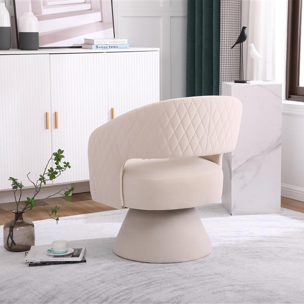 Swivel Accent Chair Armchair, Round Barrel Chair in Fabric for Living Room Bedroom, Beige