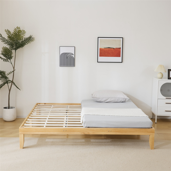 Basic bed frame solid wood color King 206*192*30.5cm wooden bed