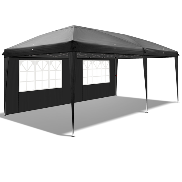 3 x 6m Four Windows Practical Waterproof Folding Tent Black 