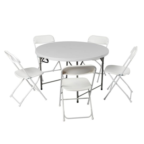 48inch Round Folding Table Outdoor Folding Utility Table White