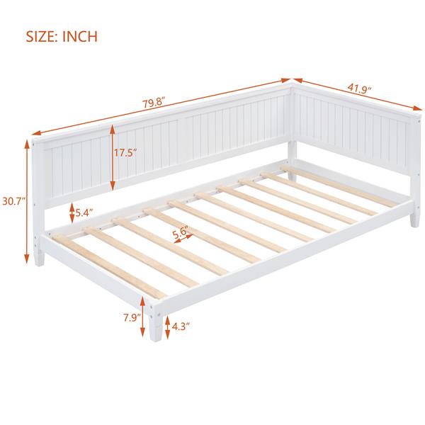 Twin Size Wood Daybed/Sofa Bed, White