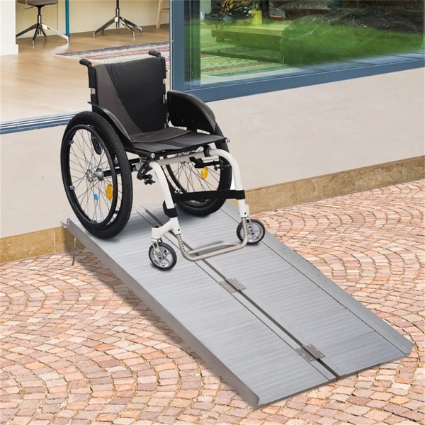 4' Steps Ramp,Portable Wheelchair Ramp,Carpeted Foldable Handicap Ramp