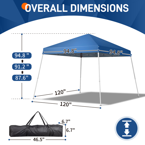 3 x 3M Portable Home Use Waterproof Folding Tent Blue