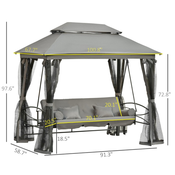 3-Seat Patio Swing Chair 