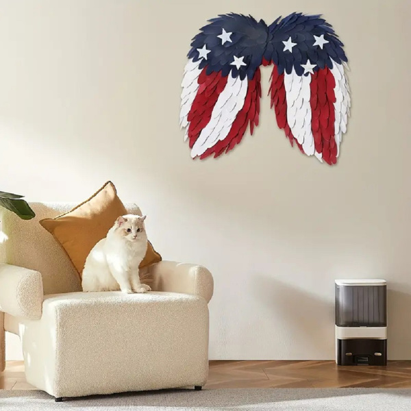  4th Of July Collection For Independence Day, Patriotic Angel Wing Decoration, 18''x16'' Flat Wooden Patriotic Wing Decorate, The Walls Of Children's Rooms, 2Pack