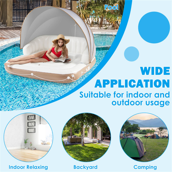 inflatable pool Floating lounge Swimming raft with parasol