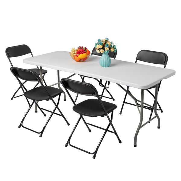 6' Folding Table Portable Plastic Indoor Outdoor Picnic Party Dining Camping Tables