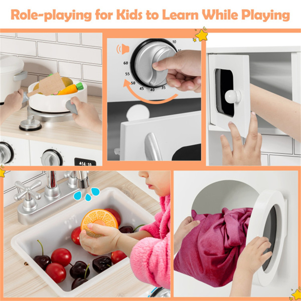 Kitchen Toy Wooden Kids Kitchen with Washing Machine 