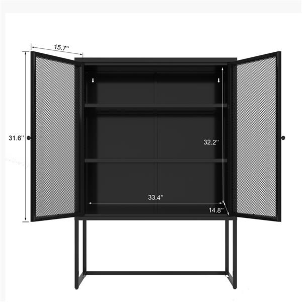 Black Storage Cabinet with Doors, Modern Black Accent Cabinet, Free Standing Cabinet, Buffet Sideboards for Bedroom, Kitchen,Home Office