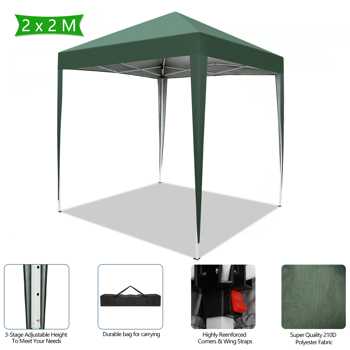 2 x 2m Practical Waterproof Right-Angle Folding Tent Green