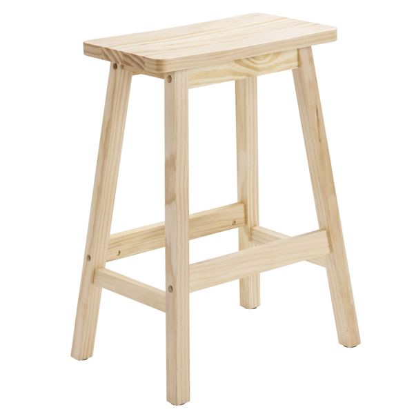 2pcs Pine Wood Saddle Seat Bar Stool Burlywood