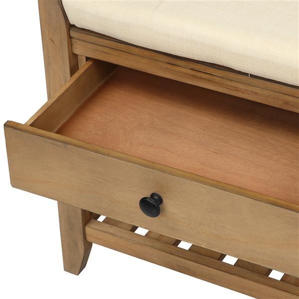 Shoe Rack with Cushioned Seat and Drawers, Multipurpose Entryway Storage Bench (Old Pine)