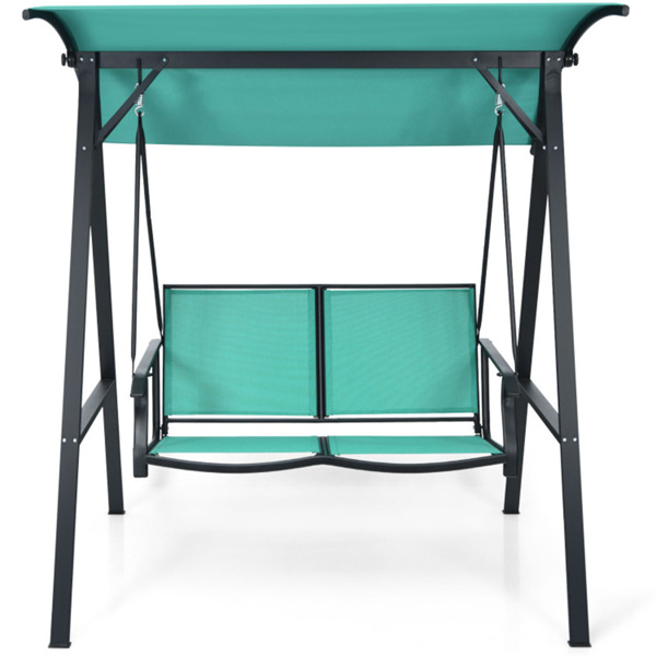 2 Seater Porch Swing with Canopy, Green Patio Swing