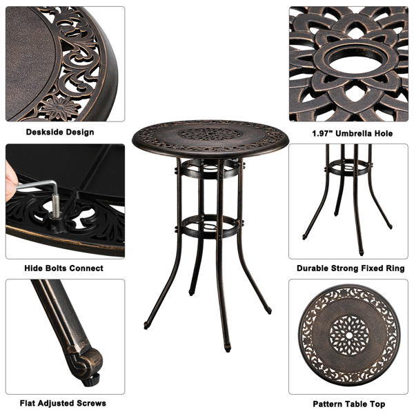 32*32*41" Outdoor Cast Aluminum Round Dining Table