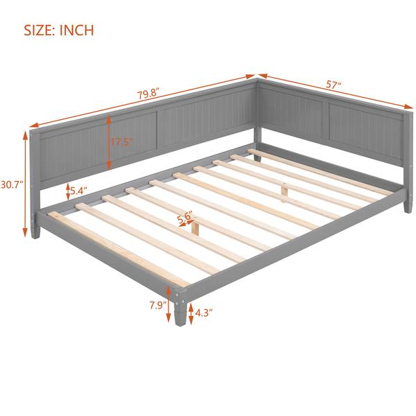 Full Size Wood Daybed/Sofa Bed, Gray