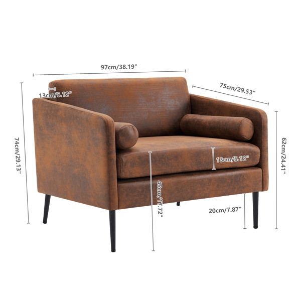 97*71*74cm 1.5 Seats Hot Stamping Cloth Surrounding Chair With Pillow Indoor Circle Chair Dark Brown