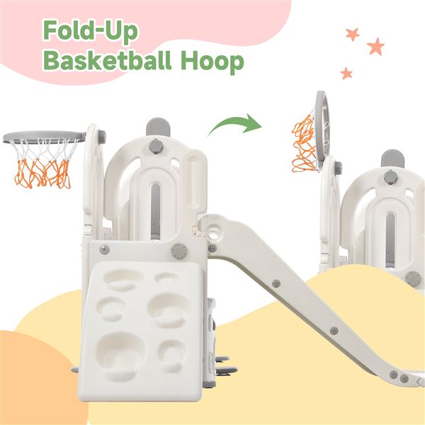 Toddler Slide and Swing Set 5 in 1, Kids Playground Climber Slide Playset with Basketball Hoop  Combination for Babies Indoor & Outdoor