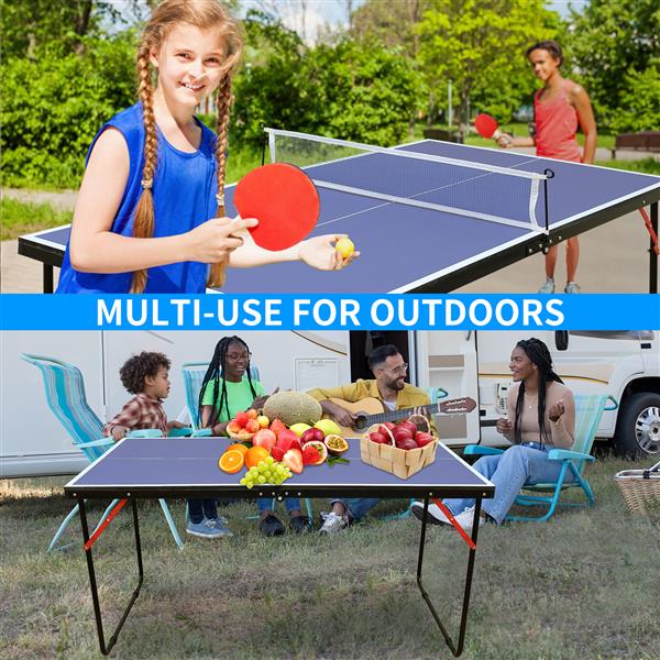 Table Tennis Table Foldable & Portable Ping Pong Table Set with Net and 2 Ping Pong Paddles for Indoor Outdoor Game