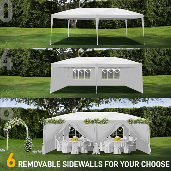 3 x 6m Four Windows Practical Waterproof Folding Tent White