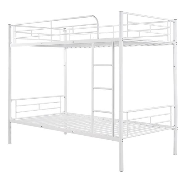 Twin Over Twin Metal Bunk Bed (White)