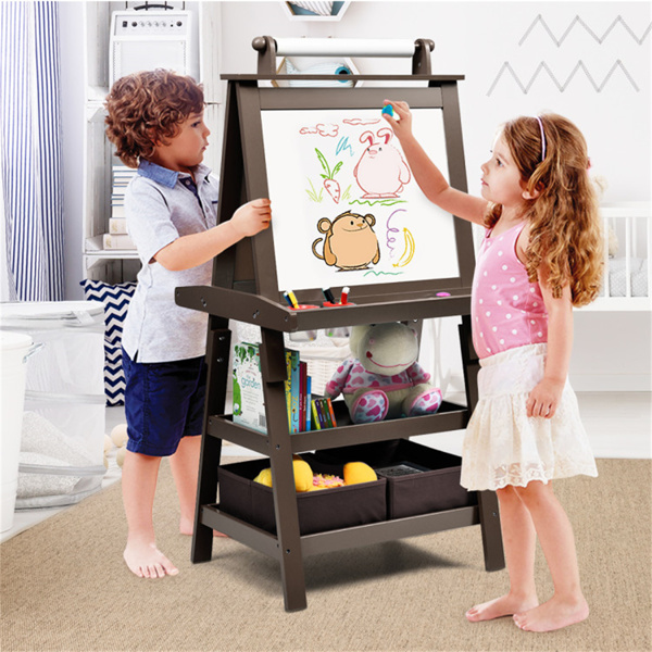  3-in-1 Double-Sided Storage Art Easel Brown