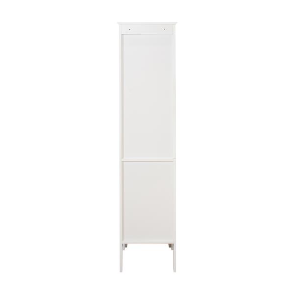 Tall Narrow Tower  Cabinet with 2 Shutter Doors 5 Tier Shelves for Bathroom, Kitchen ,Living Room ,Storage Cabinet,White