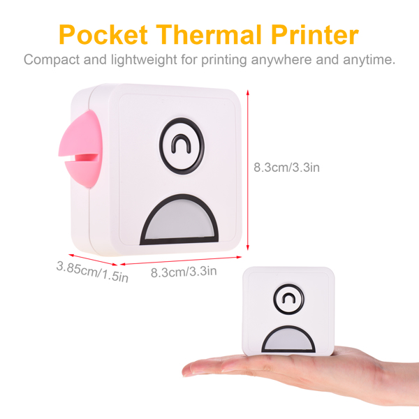 Poooli L1 Mini Portable Inkless printer 203DPI Bluetooth Connection for Journal Crafts Travel Photos for Mobile Phone with 1 Roll Paper 57*30mm Pink