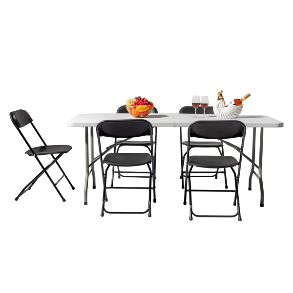 6' Folding Table Portable Plastic Indoor Outdoor Picnic Party Dining Camping Tables