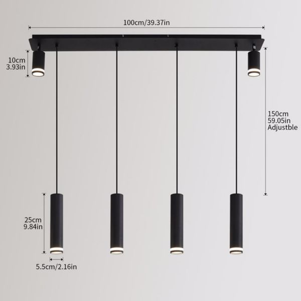 Angelina 6 - Light Matte Black Kitchen Island Pendant[No Bulb][Unable to ship on weekends, please place orders with caution]