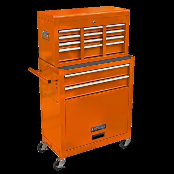 High Capacity Rolling Tool Chest with Wheels and Drawers, 8-Drawer Tool Storage Cabinet--ORANGE