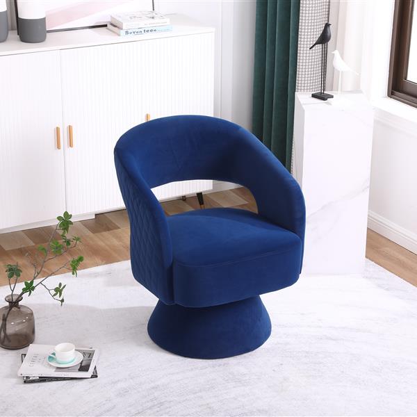 Swivel Accent Chair Armchair, Round Barrel Chair in Fabric for Living Room Bedroom, Blue