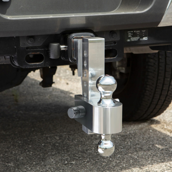 Adjustable Trailer Hitches, 8-Inch Drop/Rise Aluminum Drop Hitch, Dual Ball (2\\" X 2-5/16\\"), 12,500 LBS GTW-Tow Hitch for Heavy Duty Truck w/Double Stainless Steel Locks, Fits 2-Inch Receiver